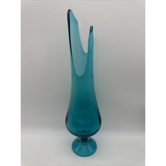 Vintage MCM 16.25” LE Smith Simplicity Peacock Blue Fat Bottom Swung Vase READ - Picture 1 of 16